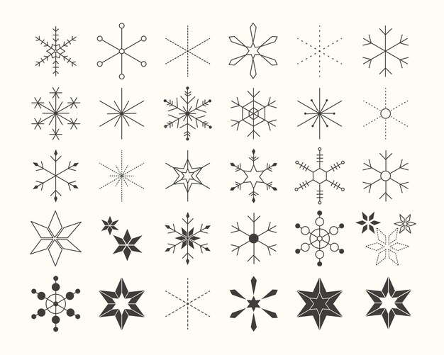 Fondo navideño minimalista moderno con patrones geométricos simples de copos de nieve nieve navideña vintage