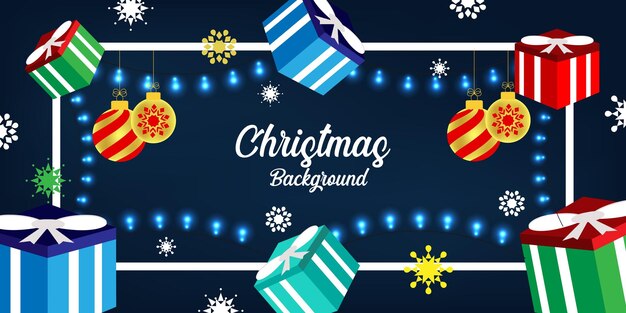 Vector fondo navideño con regalos realistas y copos de nieve