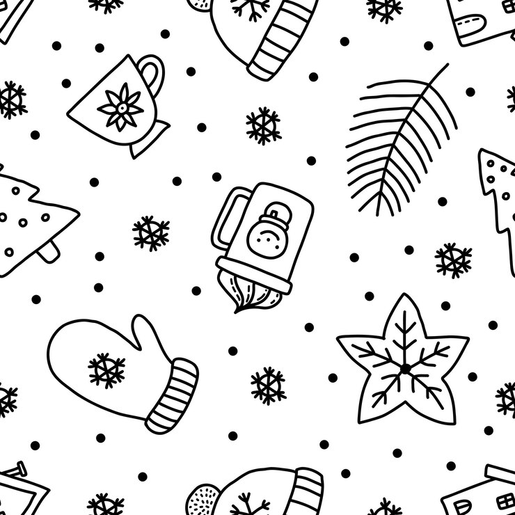 Vector fondo navideño con sombrero manopla y casa