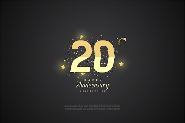 Fondo negro para 20 anivversary con números brillantes