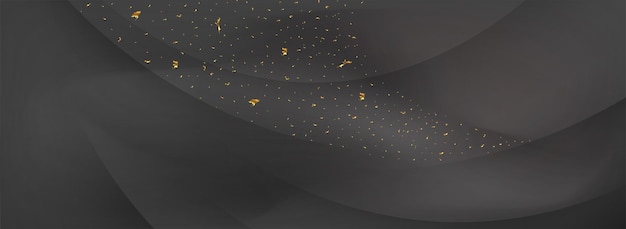 Fondo negro abstracto con brillo dorado