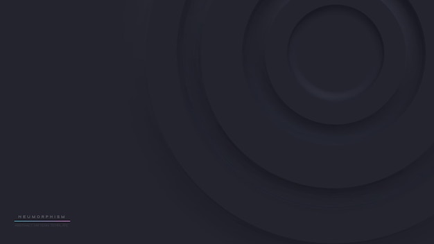 Fondo negro abstracto con círculos neumórficos Formas geométricas redondas estilo neomorfismo