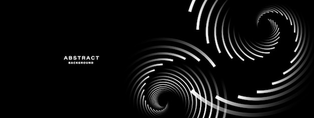 Fondo negro abstracto con elementos circulares concéntricos dinámicos
