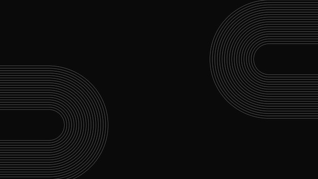 Fondo negro abstracto con línea dinámica gris premium y curva de línea ondulada