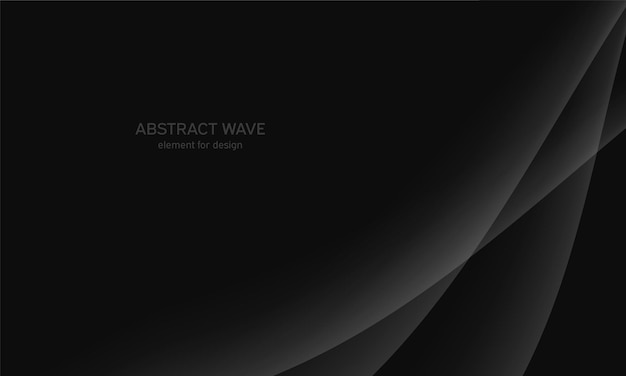 Fondo negro abstracto con onda de línea gris suave. Estilo futurista.