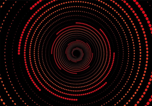 Vector fondo negro abstracto con plantilla de diseño de patrón de punto rojo en espiral