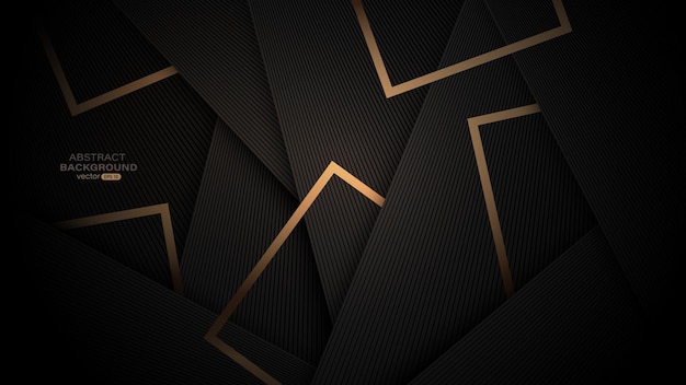 Fondo negro abstracto con rayas de línea y capas de papel negro