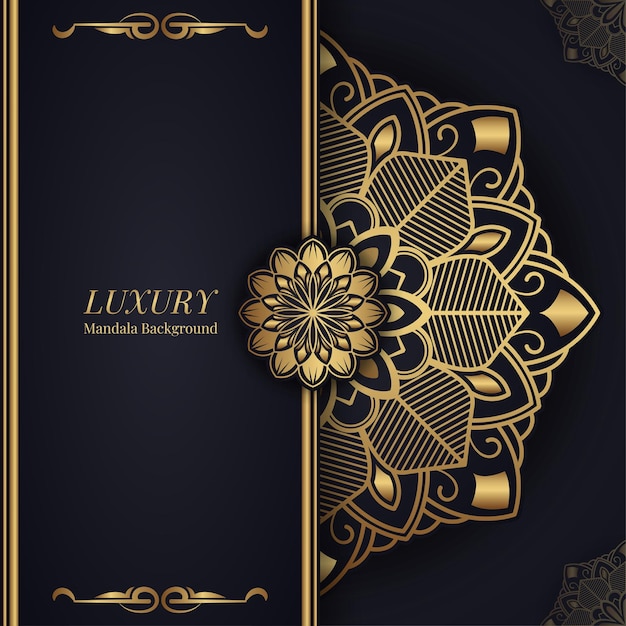 Fondo negro con adornos de mandala de oro