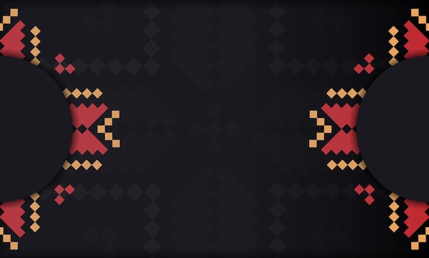 Fondo negro con adornos vintage eslavos y lugar para tu logo. Plantilla para diseño de impresión de postal con adornos de lujo.