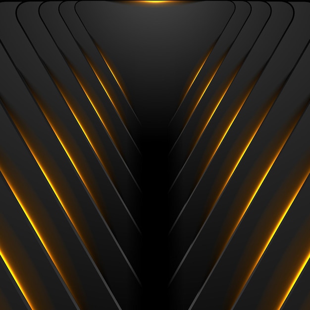 Fondo negro de alta tecnología con luz naranja brillante y brillante Diseño vectorial