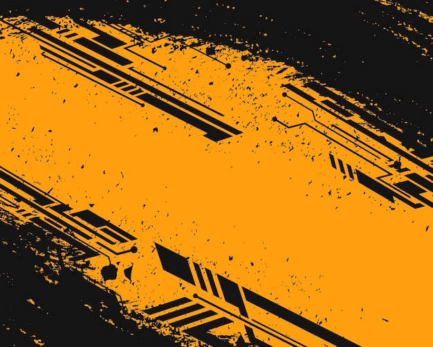 Fondo negro y amarillo, pinceladas grunge, textura abstracta