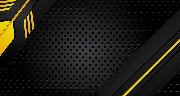 Fondo negro anaranjado amarillo metálico abstracto de la disposición del concepto de la innovación del diseño del marco