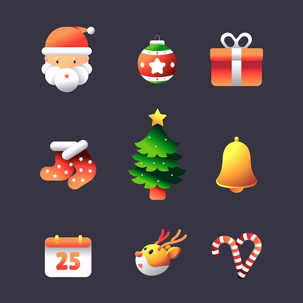 un fondo negro con un árbol de Navidad y Santa Claus