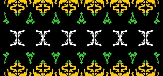 Fondo negro de arte de patrón amarillo con patrón de color verde y blanco para la decoración