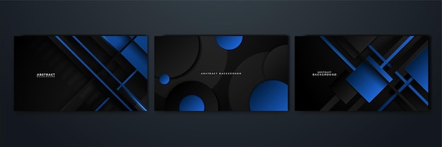 Fondo negro y azul abstracto Fondo de banner gris blanco elegante moderno con diseño creativo y líneas brillantes Ilustración vectorial Plantilla de fondo de patrón de banner de diseño gráfico abstracto