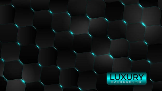 Vector fondo negro y azul con un patrón hexagonal negro.