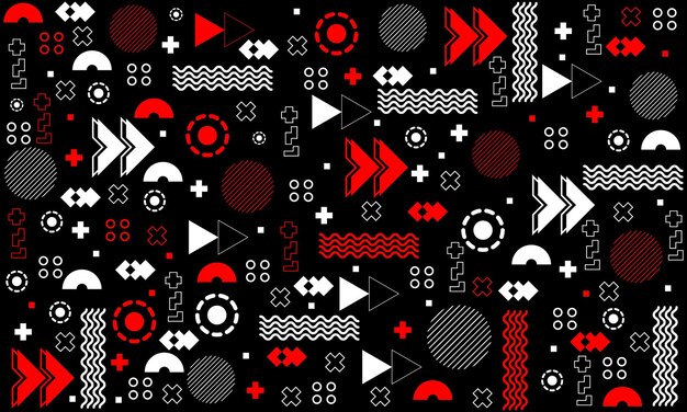 un fondo negro y blanco con un patrón rojo y negro con flechas y flechas