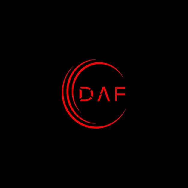 Vector un fondo negro con un círculo rojo y la palabra daf logo