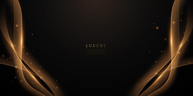 Fondo negro de diseño moderno abstracto con ilustración de vector de elementos dorados de lujo