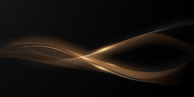 Fondo negro de diseño moderno abstracto con ilustración de vector de elementos dorados de lujo