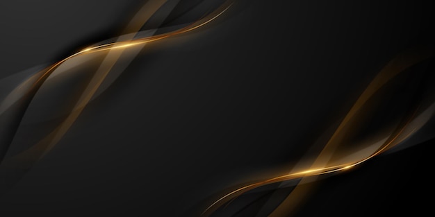 Fondo negro de diseño moderno abstracto con ilustración de vector de elementos dorados de lujo