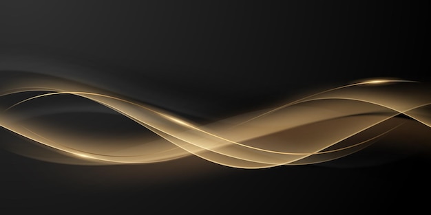 Fondo negro de diseño moderno abstracto con ilustración de vector de elementos dorados de lujo