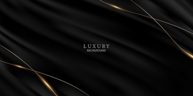 Fondo negro de diseño moderno abstracto con ilustración de vector de elementos dorados de lujo