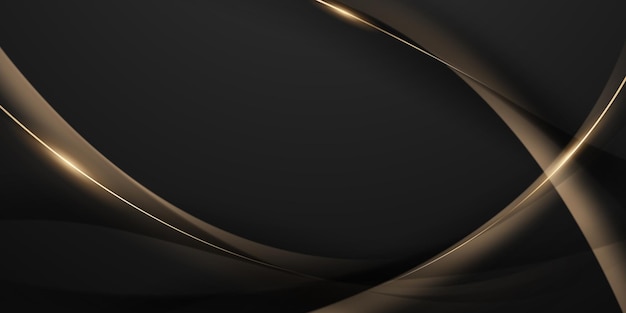 Fondo negro de diseño moderno abstracto con ilustración de vector de elementos dorados de lujo