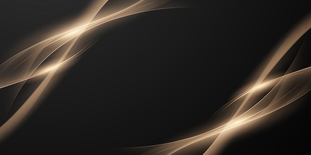 Fondo negro de diseño moderno abstracto con ilustración de vector de elementos dorados de lujo