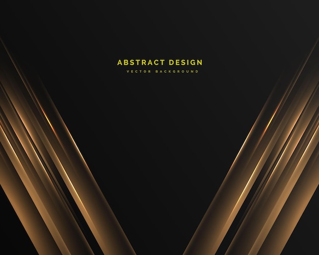 Fondo negro de diseño moderno abstracto con ilustración de vector de elementos dorados de lujo