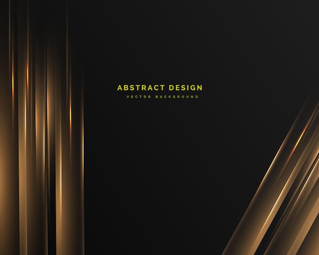 Fondo negro de diseño moderno abstracto con ilustración de vector de elementos dorados de lujo