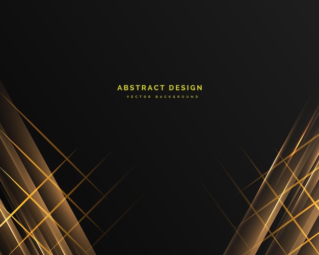 Fondo negro de diseño moderno abstracto con ilustración de vector de elementos dorados de lujo