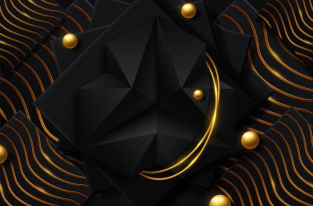 Fondo negro y dorado abstracto