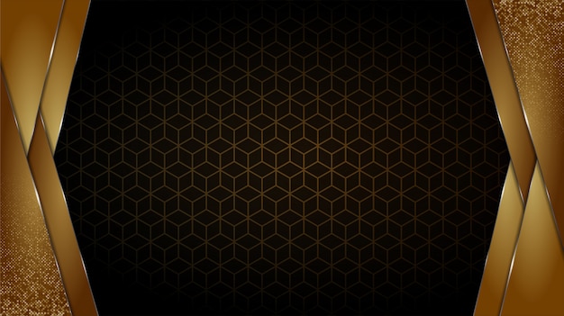 Fondo negro y dorado formas geométricas abstractas papel tapiz de diseño de lujo capa realista