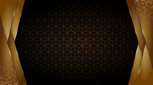 Vector fondo negro y dorado formas geométricas abstractas papel tapiz de diseño de lujo capa realista