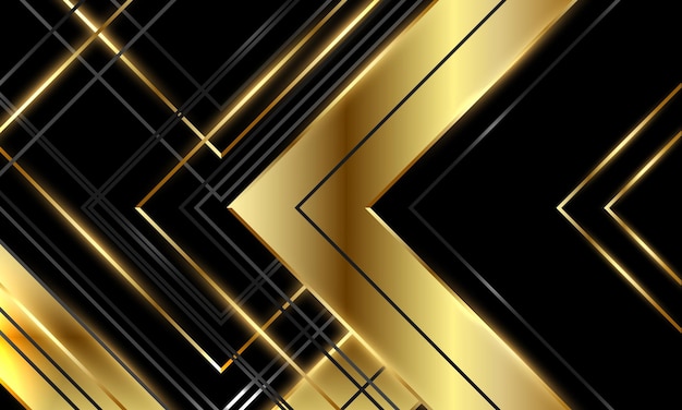 Fondo negro y dorado de lujo abstracto con flechas y ángulos