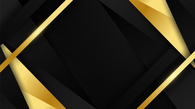 Fondo negro y dorado de lujo abstracto con triángulos