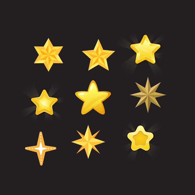 un fondo negro con estrellas amarillas y un objeto en forma de estrella