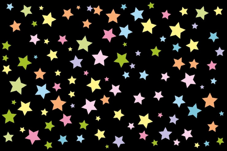 Vector fondo negro de estrellas de color pastel