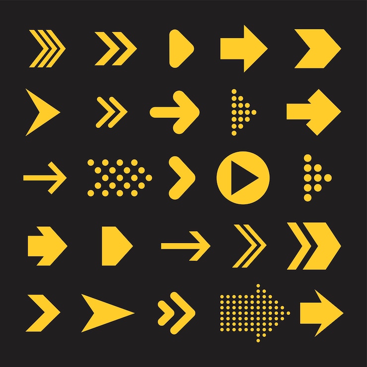 Vector un fondo negro con flechas y flechas que apuntan a la derecha