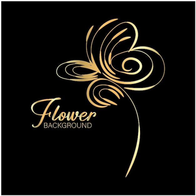 un fondo negro con una flor dorada