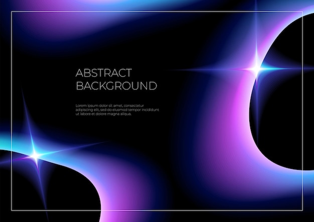 Fondo negro con gradientes de neón borrosos formas geométricas brillantes con un desenfoque de luz holográfico