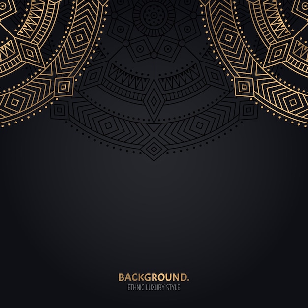 Fondo negro islámico con decoración de mandala de oro.