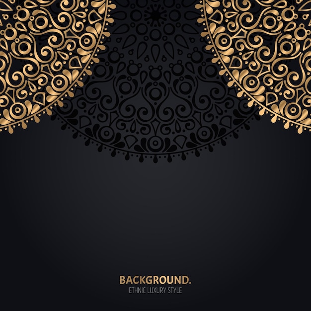 Fondo negro islámico con decoración de mandala de oro.