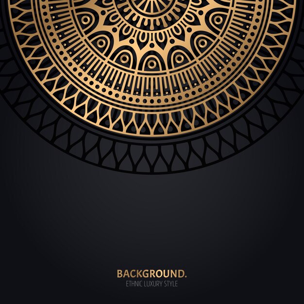 Fondo negro islámico con decoración de mandala de oro.