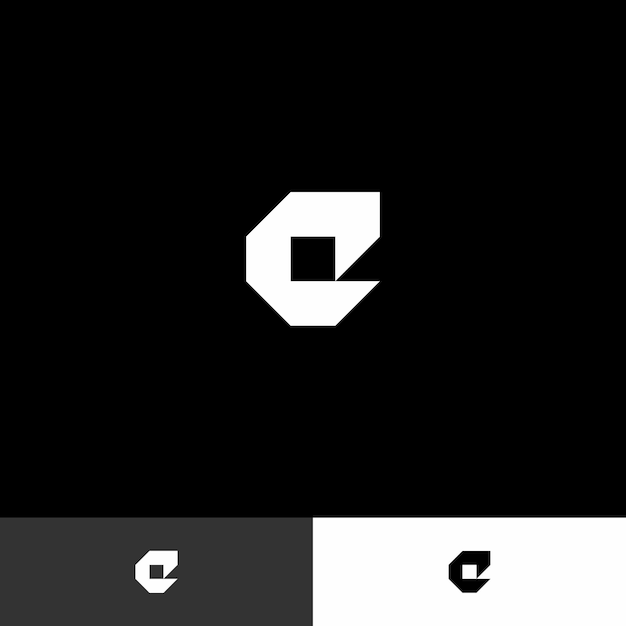 un fondo negro con una letra de logotipo blanca e en él