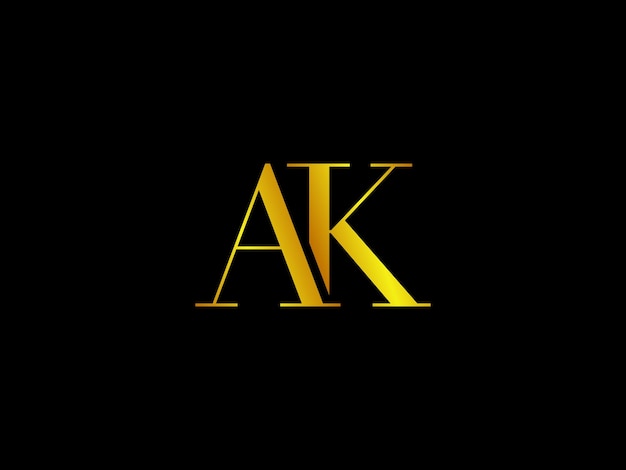Un fondo negro con letras amarillas ak y una letra amarilla en el medio