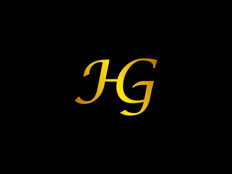 Vector fondo negro con letras amarillas hg y fondo negro