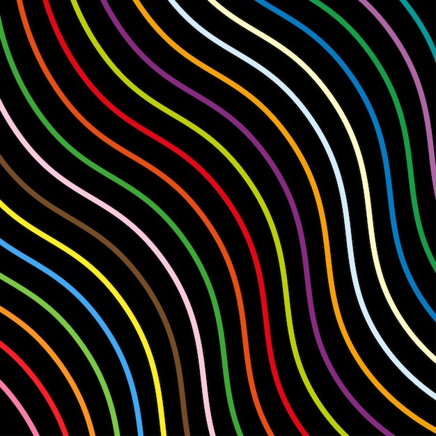 Fondo negro con líneas onduladas de colores