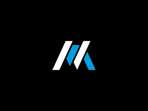 Un fondo negro con un logo azul y blanco para una empresa llamada m